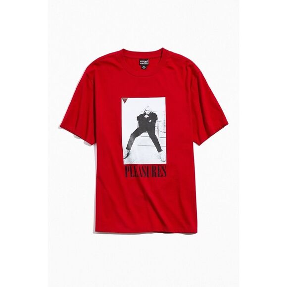 GUESS x PLEASURES Red Portrait Drew Barrymore T-Shirt - Picture 1 of 5